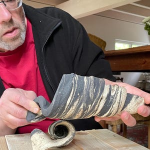 Aquarium cave for shrimp and catfish, natural, unique, hand-crafted, &quot;Lava Pottery&quot; ceramic, L/M, one of a kind, food-safe