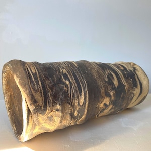 Large aquarium cave made of clay, cylinder (36 x 15cm), one-of-a-kind, handmade in my pottery studio in Munich, for freshwater and saltwater