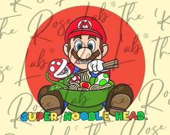 Mario - Noodle Head - Ramen - Sublimation - DTF - Heat Transfer - Luigi - Movie - Video Game