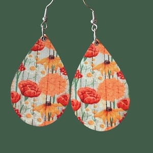 Orange and Red Flower Earrings