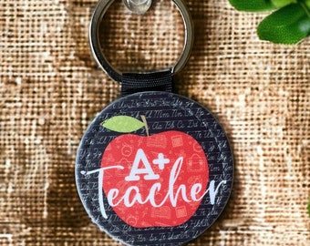 Teacher Appreciation Apple Vegan Leather Keychain