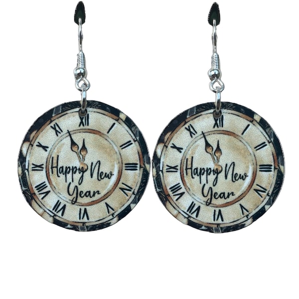 New Years Clock Earrings