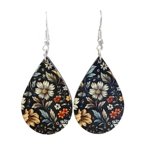 Vintage Floral Teardrop Earrings
