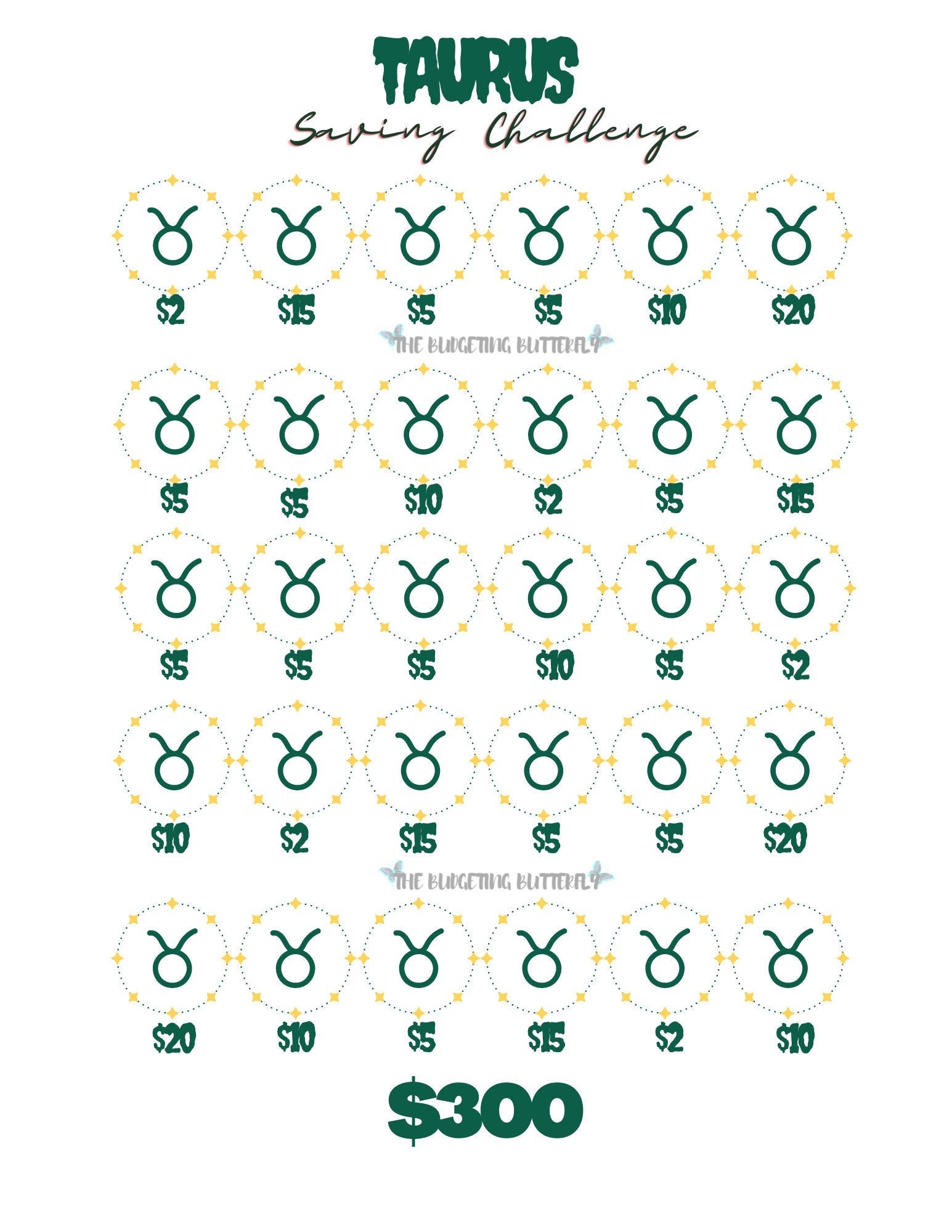 Taurus Money Box TAURUS Money Saving Challenge Tracker Digital Download, Printable ...