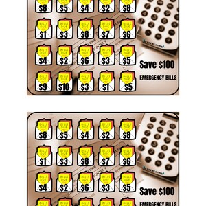 EMERGENCY BILLS Money Saving Challenge Tracker Digital Download, Printable, Budget Planner, Color In , Savings Sheet