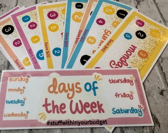 Days of the week  Saving Challenge SET of 7