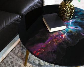 BLACK GALAXY Epoxy Resin Coffee Table/ Tabletop/ End Table/ Customizable