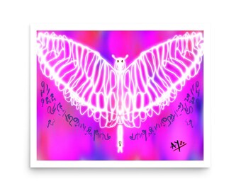 Himmlische Motte Lightcode Kunstdruck | Visionär spirituelle Wanddekoration