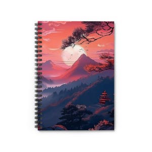 Spiral Notebook Mountain Sunset, Estetyczny dziennik, Dziennik podróży, Twórcze pisanie, Prezent dla miłośników natury, Entuzjastów sztuki