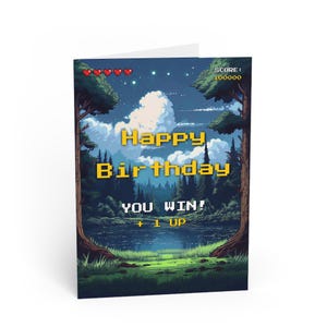 Cartes de voeux d'anniversaire vintage style arcade, carte rétro amusante pour les joueurs, voeux d'anniversaire uniques, cartes d'anniversaire ludiques, anniversaire amusant