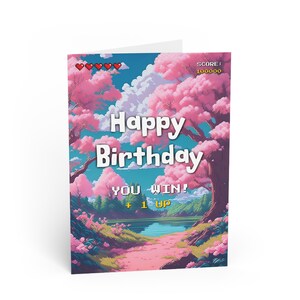 Cartes de voeux d'anniversaire colorées, parfaites pour les célébrations, cadeaux pour gamer, amateurs d'art, style vintage, modèles de cartes uniques