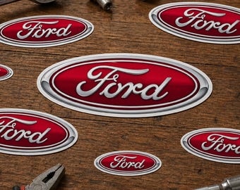 Ford Logo Sticker Red Glossy | Ford Truck Decal | Waterproof Vinyl Car Sticker | Toolbox Hard Hat Laptop Decal