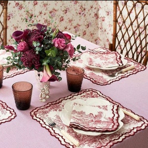 Charming French Countryside Embroidered Placemat and Napkin Set - Rustic Elegance for Your Table!