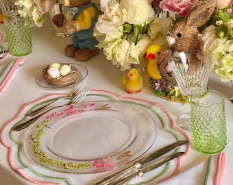 Pastelkleurige placemat en servettenset | Paastafellinnen voor lentebrunch en tuinfeesten