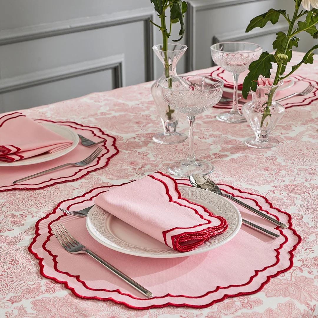 Set di 4 tovagliette per tavolo da pranzo rosso romantico di cuori, tovagliette resistenti al calore, antiscivolo, lavabili, per casa, cucina