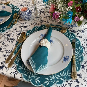 Vintage Mat Set-Round Placemats Napkins Set-Country Home Gifts-Kitchen Handcrafted Table Decor- Decoration Handmade Gift Mats, Custom