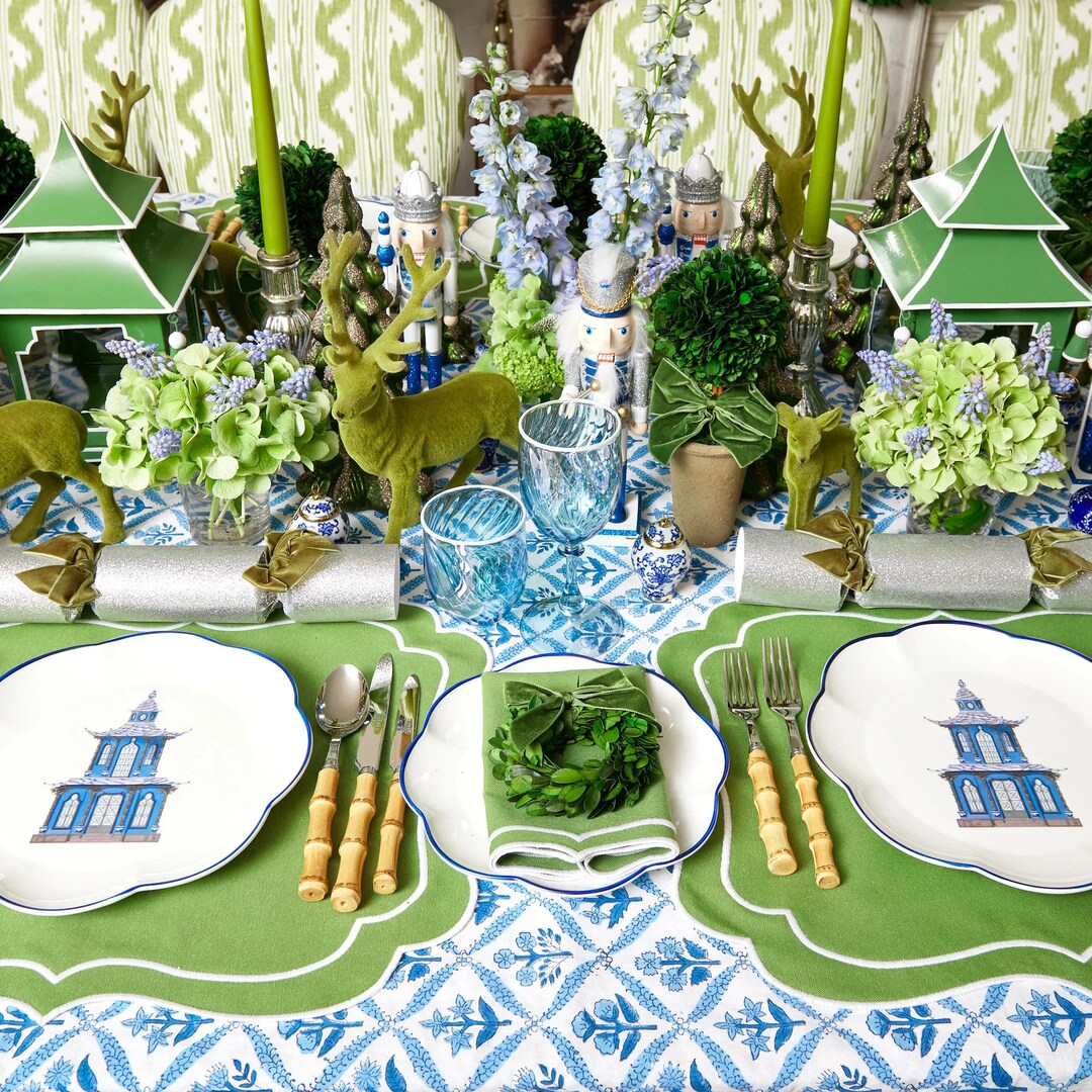 Apple Green Embroidered Placemats and Napkins , Dinning Table Placemats