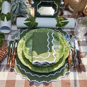 Dark Green Dining Placemats Napkins, Handmade Table Decor, Table Placemats, Linen Placemats