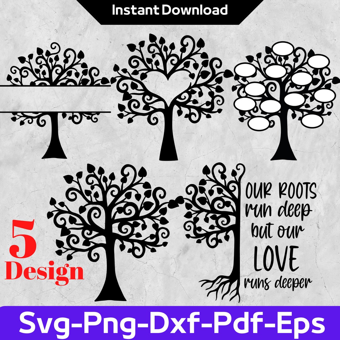 Family Tree SVG Family Reunion Svg Family Name Sign Split Monogram Tree ...