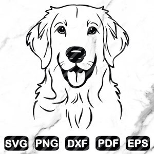 Golden Retriever Line Art SVG: Hand Drawn Pet Portrait (Digital Download)