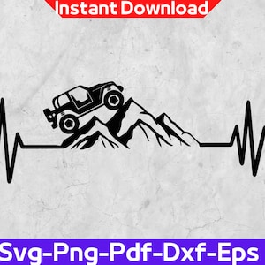 Heartbeat Offroad Mountain Svg, 4x4 Life Svg, Outdoor Svg, Instant Download Eps,Svg,Png,Dxf,Pdf