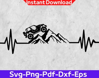 Heartbeat Offroad Mountain Svg, 4x4 Life Svg, Outdoor Svg, Instant Download Eps,Svg,Png,Dxf,Pdf