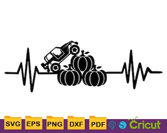 Offroad Pumpkin Heartbeat SVG: Halloween 4x4 Design (Digital Download)