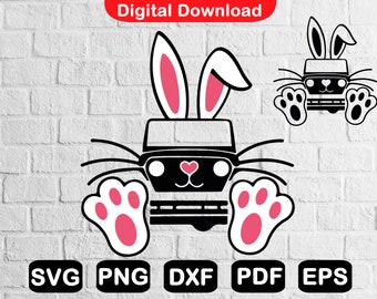 Easter Bunny 4x4 Offroad SVG PNG, Bunny Ears Svg Files For Cricut, Clipart, Spring Shirt Svg, Instant Download Eps, Svg, Png, Dxf, Pdf