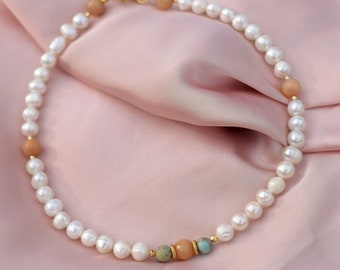 jade und perle halskette Perle choker süßwasser perle halskette juni geburtsstein schmuck perlen kette handgemachte kette Minimalist schmuck