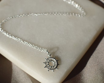 Dainty sun necklace moon pendant necklace silver chain necklace minimalist necklace layering necklace casual jewelry sun and moon pendant