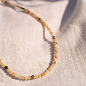 Quartz necklace gemstone choker with hematite & 24k gold plated silver closure natural stone beaded jewelry casual minimal gift 43cm FIRENZE image 7