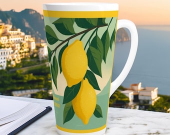 Latte cup 0.44l & mug 0.33l – Limoni Vista lemon motif – Italian coast, choice of white or black