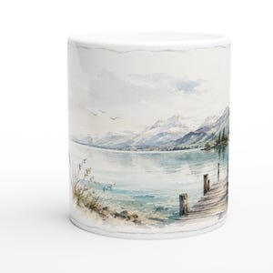 French Alps Mug – Lake Annecy Watercolor Ceramic Mug