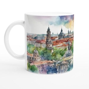 Keramiktasse 0,33L Berlin – Aquarell-Illustration mit Wahrzeichen wie Fernsehturm, spülmaschinenfest, mikrowellengeeignet, ergonomisch