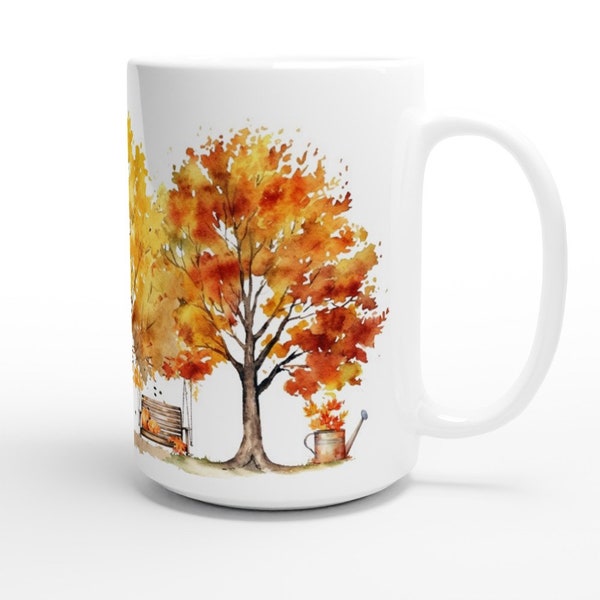 Herbstliche Parkszene Tasse mit farbenfrohen Bäumen