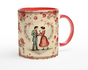 Kaffeetasse Liebespaar Valentinstag Liebe Herzen Geschenkidee Keramik 325ml Weiß Rot