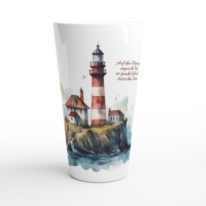 Lighthouse mug with poem ceramic