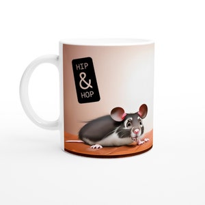 Hip Hop Tasse groß Keramik Weiß 325ml Musik Hund Ratte