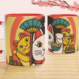 Maneki Neko Glückskatze Tasse 0,33 l | Keramik • Sublimationsdruck • Glücksbringer
