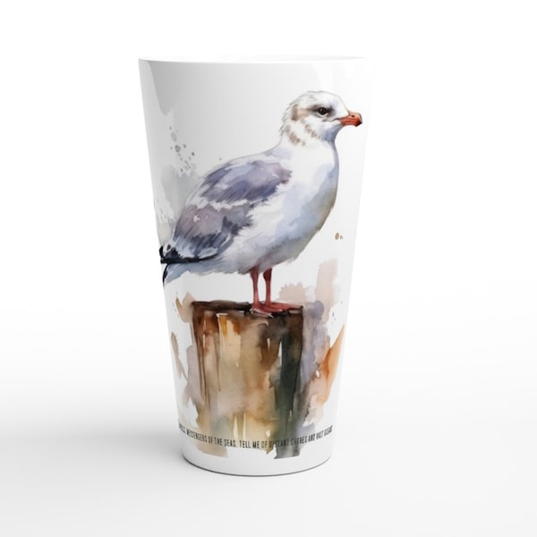 Jumbo Latte Tasse mit Möwenmotiv aus hochwertiger Keramik  17 oz fasziinierender Druck konische Form ORCA beschichtet Maritime Darstellung