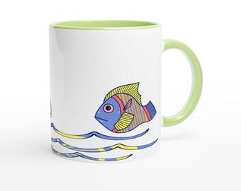 Kubek ceramiczny marynistyczny 0,33 l | Wzór ryby – Prezent dla miłośników morza