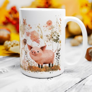Taza de cerámica de 0,4 l con diseño de cerdo de dibujos animados