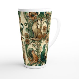 Latte Macchiato Cup Art Nouveau Cats - Conical, floral ornaments, Art Nouveau style, dishwasher safe, gift for art lovers
