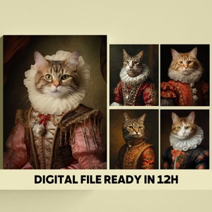Digital File Custom Pet Portrait, Pet Portrait, Pet Portrait Custom, Dog Portrait, Cat Portrait, Regal Royal Animal Canvas Painting