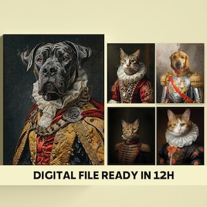 Custom Pet Portrait, Pet Portrait, Pet Portrait Custom, Dog Portrait, Cat Portrait, Regal Royal Animal Canvas Painting