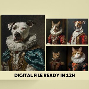 Pet Portrait Painting, Custom Pet Portrait, Pet Portrait Custom, Dog Portrait, Cat Portrait, Regal Royal Animal Canvas Painting