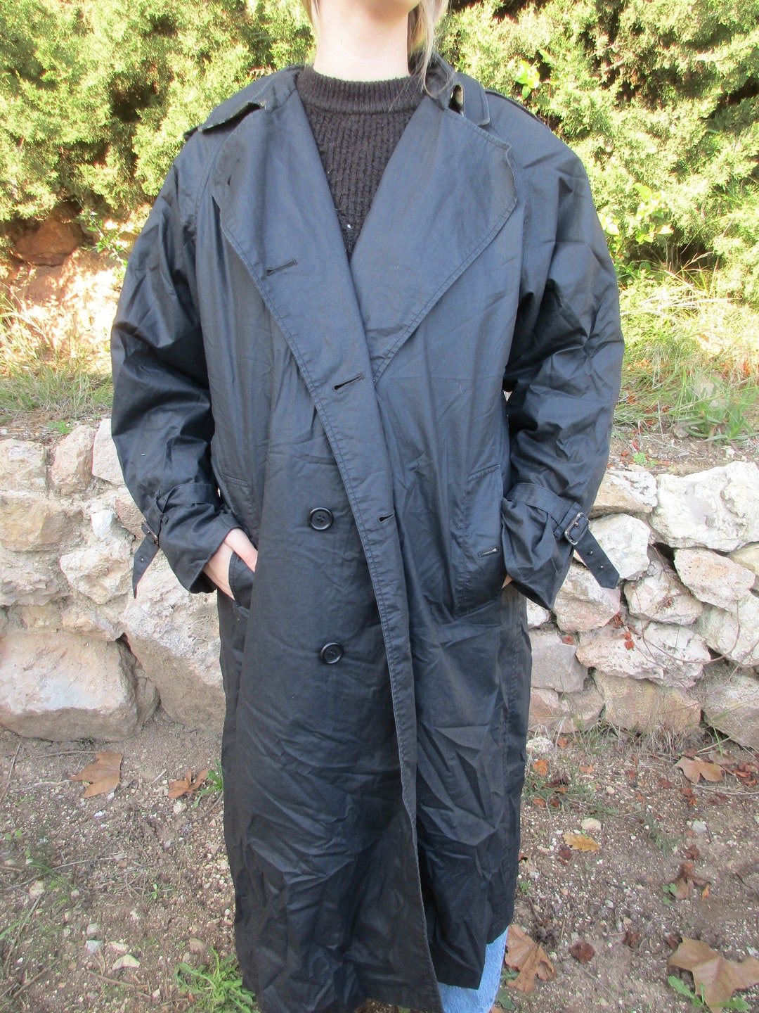 TN Burberrys \"黒後染め\" ブラック vintage Burberry Vintage Trench Coat Black with Liner Nova Check