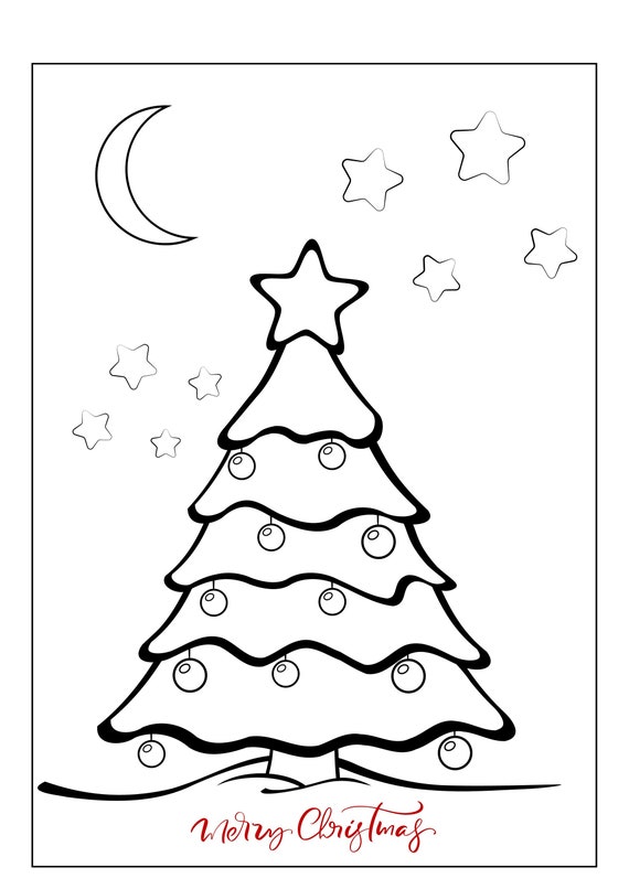 Christmas Coloring Card Printable Christmas Card Christmas - Etsy