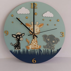 Laser geschnitten, Digitale Datei. Babyzimmer, Kinderzimmer Wanduhr SVG, DXF, AI Datei