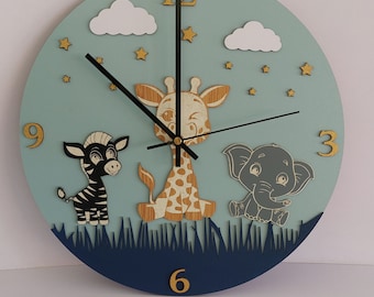 Laser cut, Digital file. Baby room, Kids Room Wall clock SVG,DXF,AI file